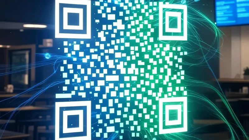 Illustration d'un QR code dynamique futuriste